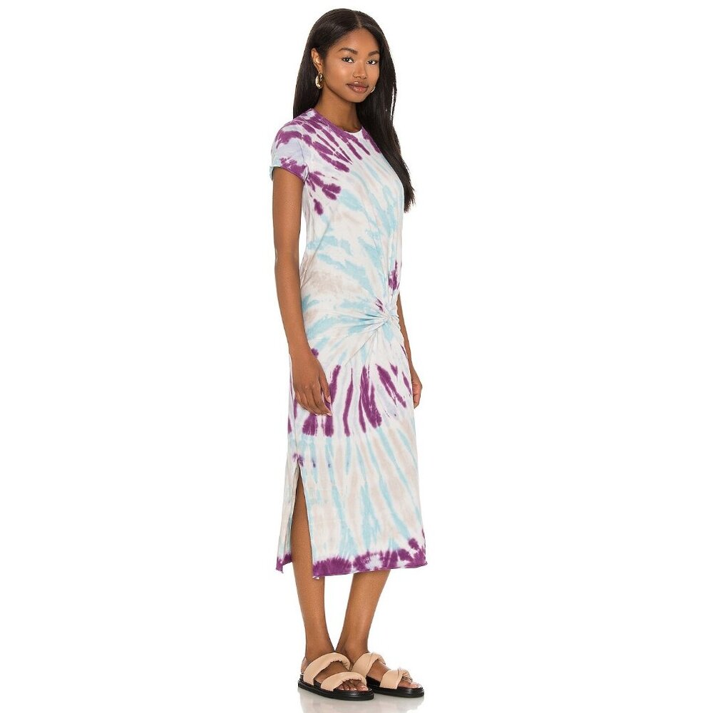 NSF Sz. P Zelda Purple Haze Dye Twisted Knot Tee Midi Dress